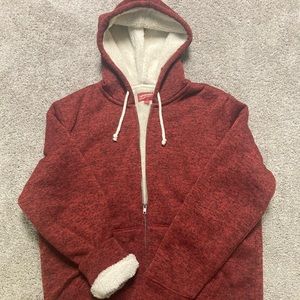 Arizona XL Red Sherpa Lined Zip-Up Hoodie